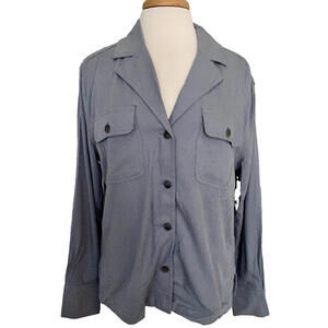 NWT Max Jeans Gray Trade Winds Button Down Shirt Knit Top Lightweight Jacket M